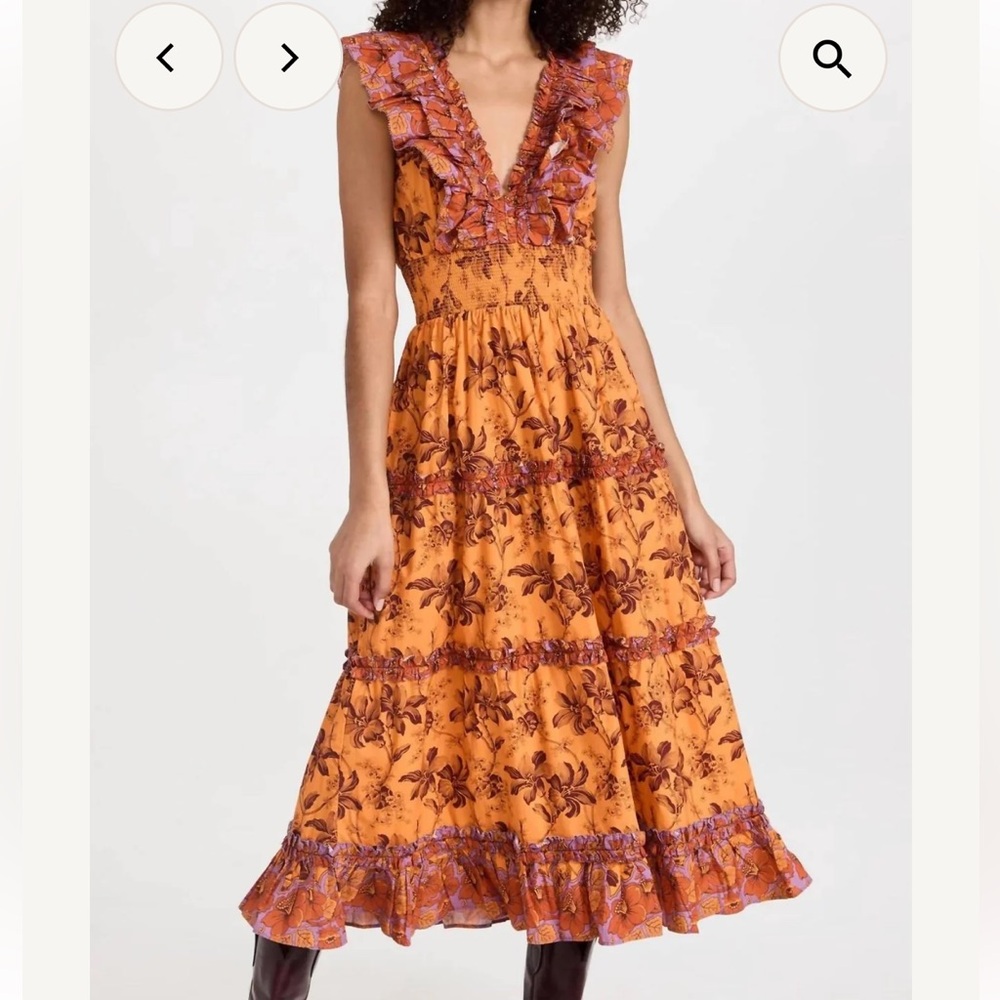 Vibrant Orange Floral Maxi Dress